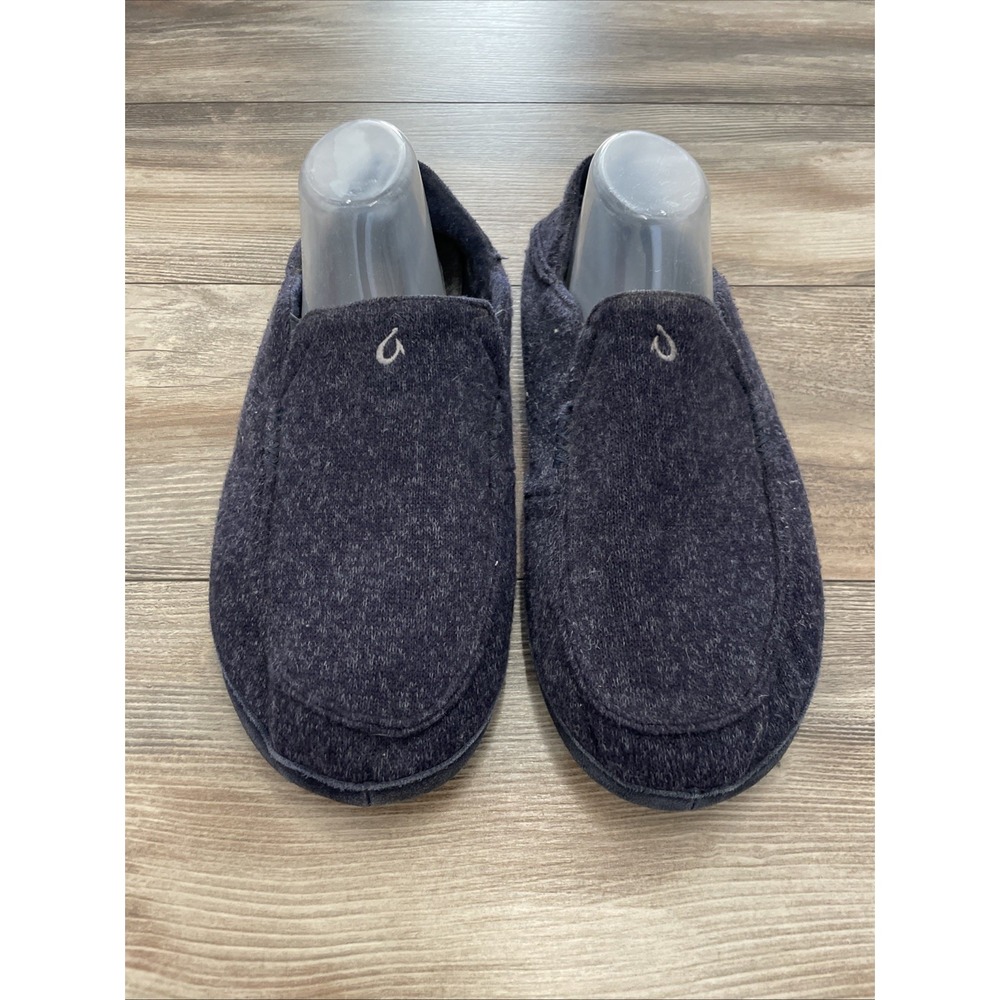 OluKai Moloa Hulu Slippers Mens 13 Gray Wool Blend Slip On 10411-4040